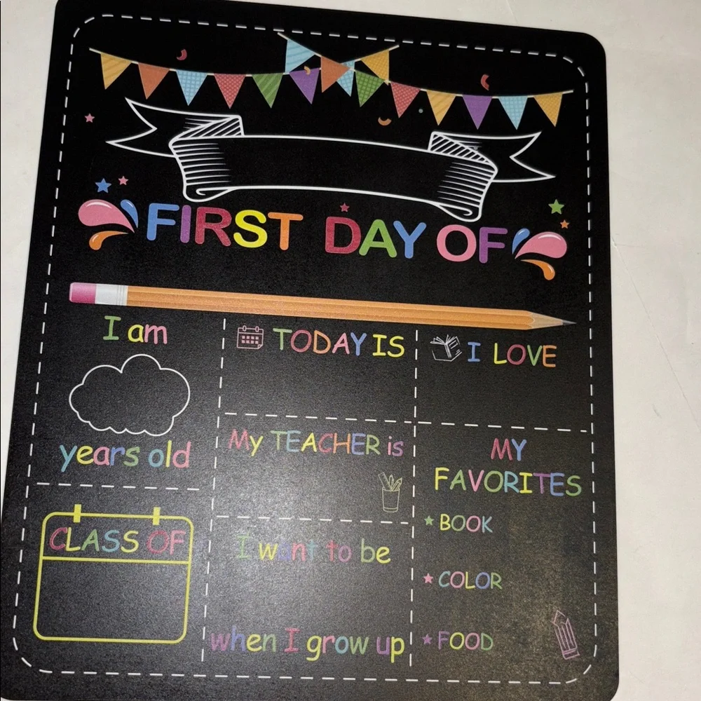 First Day of School Chalkboard Sign Back to school NWT